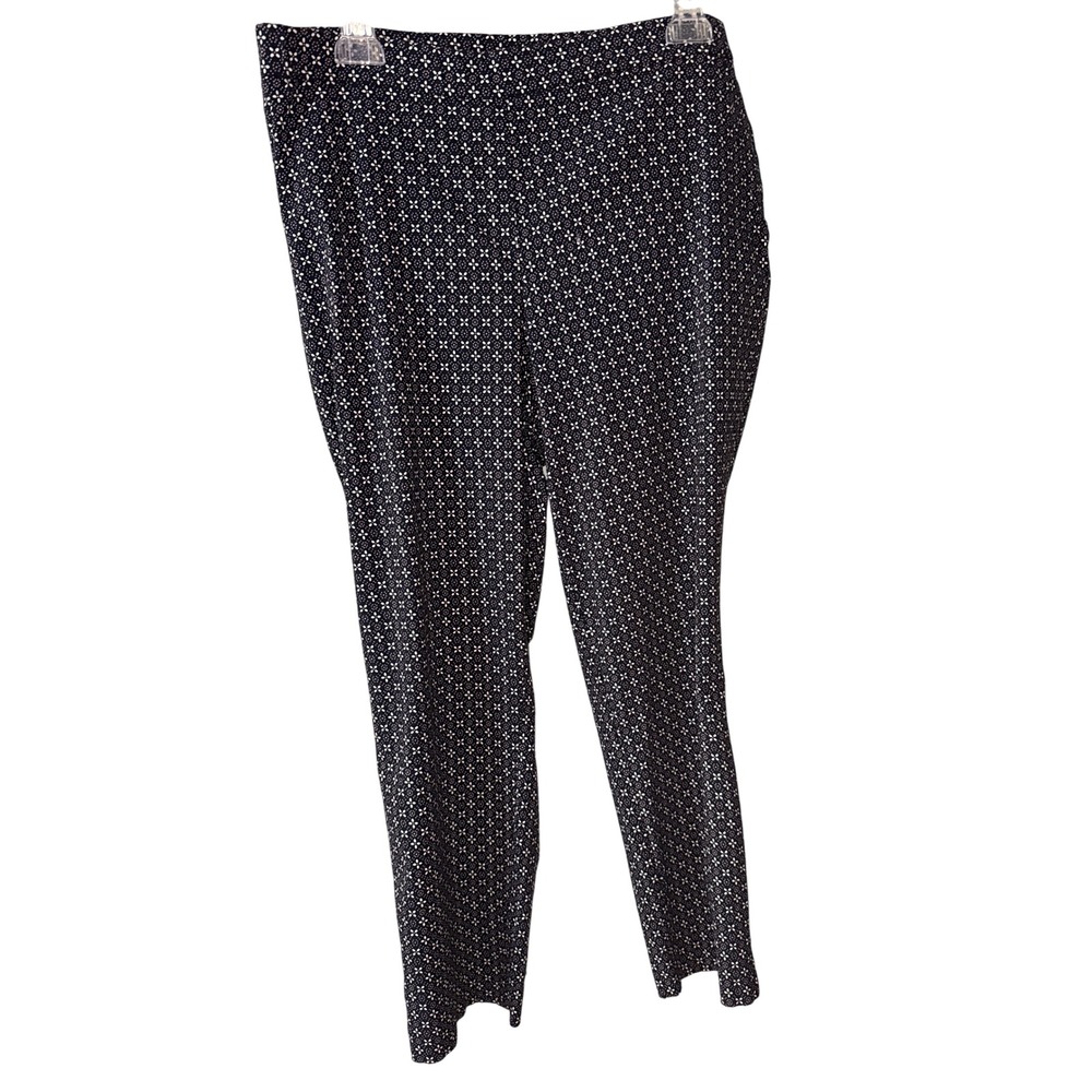 Dalia Collection Navy‎ White Geometric Print Cropped Pants Womens 14W D2626X